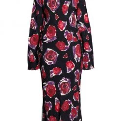 Marni Rose-Print Long-Sleeve Midi-Dress