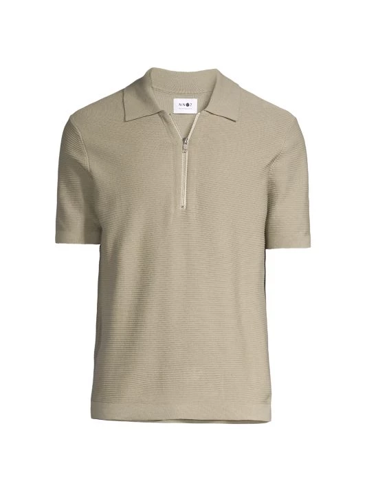 NN07 Hansie Quarter-Zip Polo Shirt For Men Khaki 3 NN07 Hansie Quarter-Zip Polo Shirt For Men Khaki