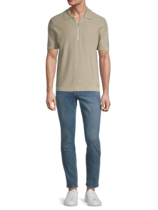 NN07 Hansie Quarter-Zip Polo Shirt For Men Khaki 4 NN07 Hansie Quarter-Zip Polo Shirt For Men Khaki - Image 2