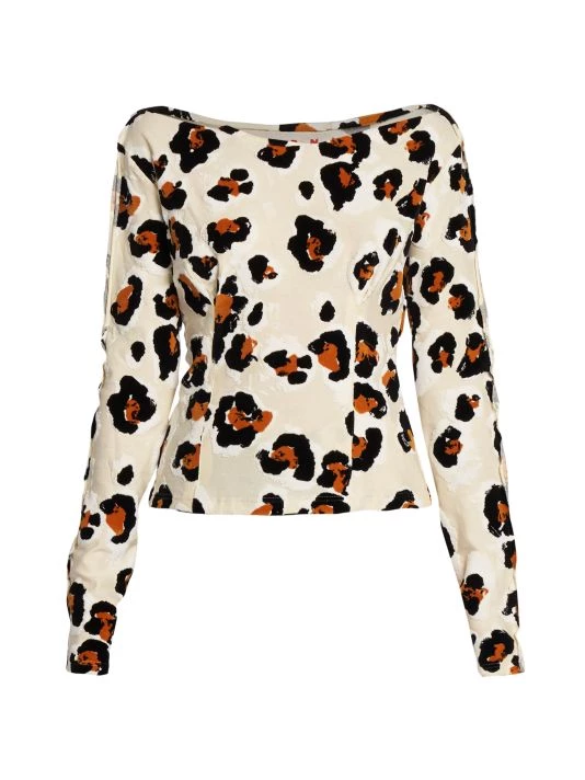 Marni Animal-Print Cotton Long-Sleeve Top 3 Marni Animal-Print Cotton Long-Sleeve Top