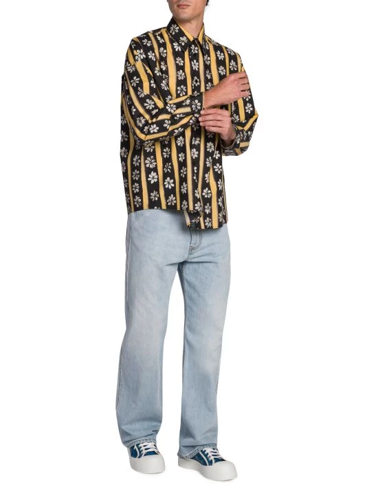 Marni Striped Floral Print Long-Sleeve Shirt For Men 4 Marni Striped Floral Print Long-Sleeve Shirt For Men - Image 2