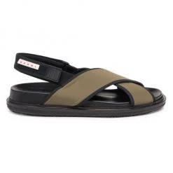 Marni Fussbett Leather Slingback Sandals For Men Fluo Orange Black