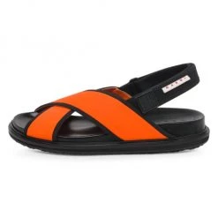 Marni Fussbett Leather Slingback Sandals For Men Fluo Orange Black -Modern Wear Hub unnamed file 683